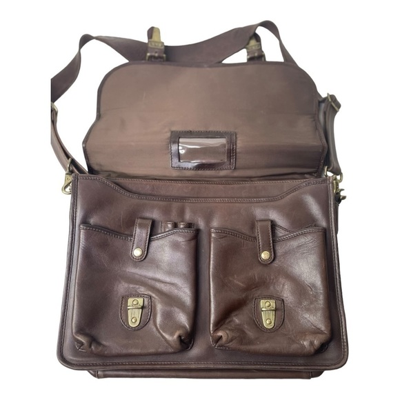 Ellington Leather Goods Brown Leather Briefcase With Shoulder Strap - Picture 3 of 8